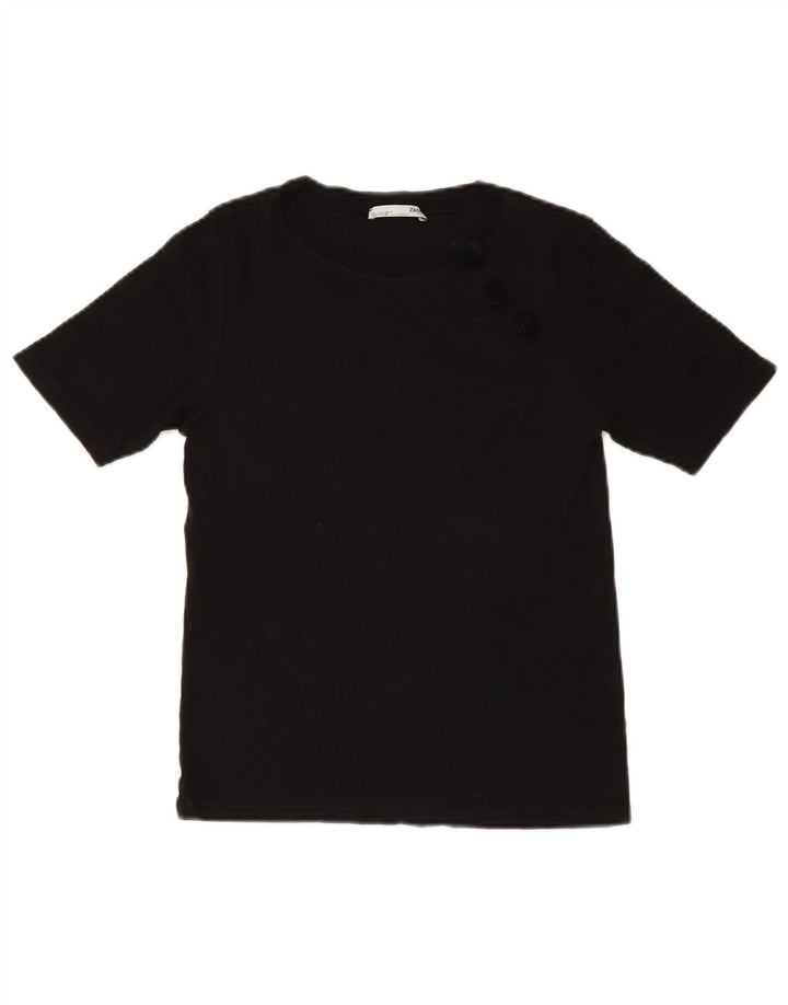 Женская футболка с рисунком Zara Top UK 14, большая черная