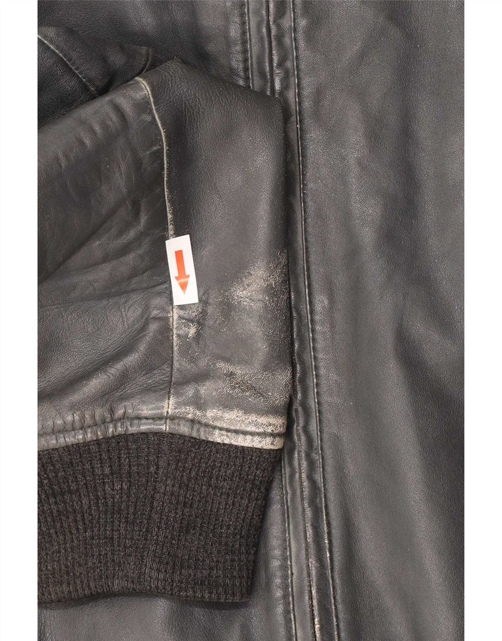 Trussardi Jeans Женская кожаная куртка-бомбер IT 50 XL Темно-синий