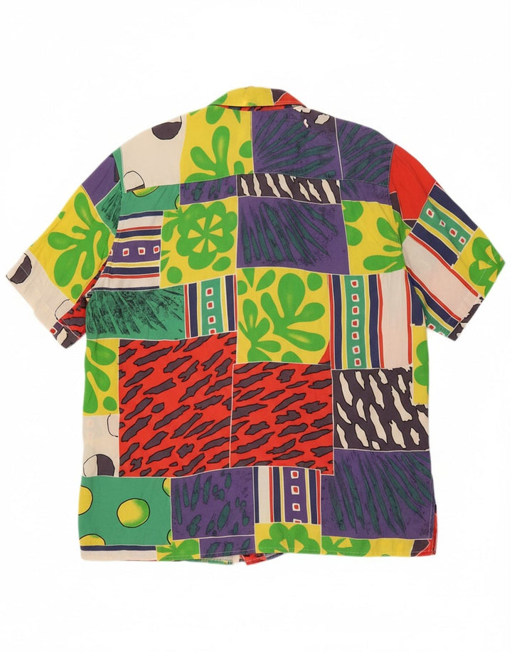 VINTAGE Womens Loose Fit Shirt EU 42 Large Multicoloured Patchwork