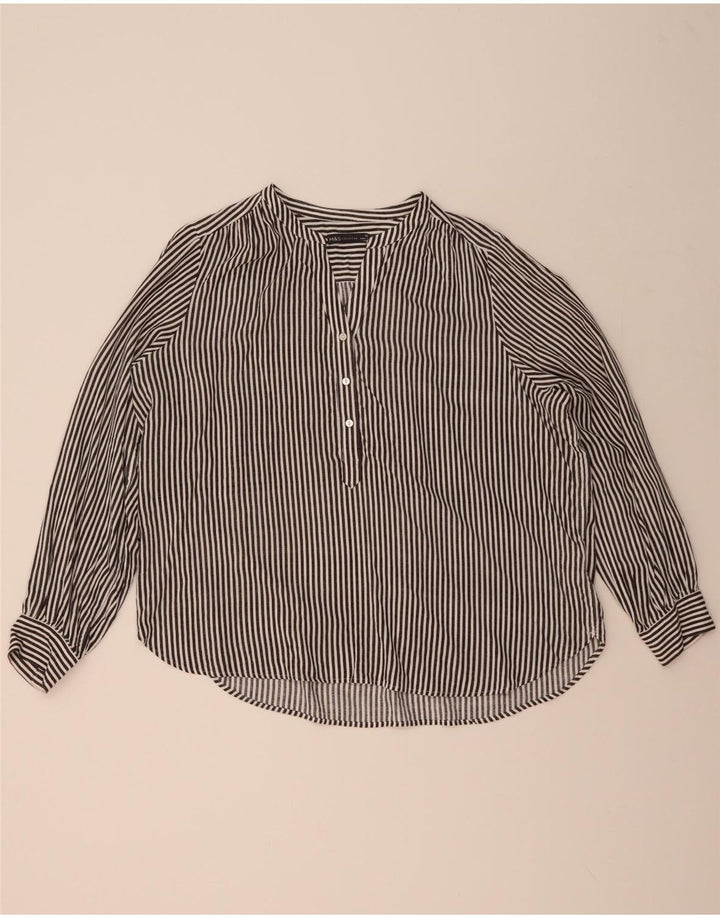 Женская блузка-рубашка оверсайз MARKS & SPENCER UK 20 2XL серая в тонкую полоску