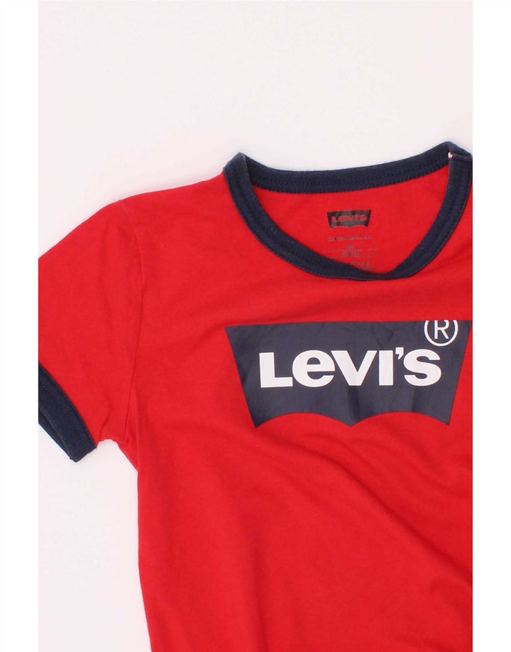 Футболка с рисунком Levi's для мальчиков 3–4 лет, красная с цветными блоками