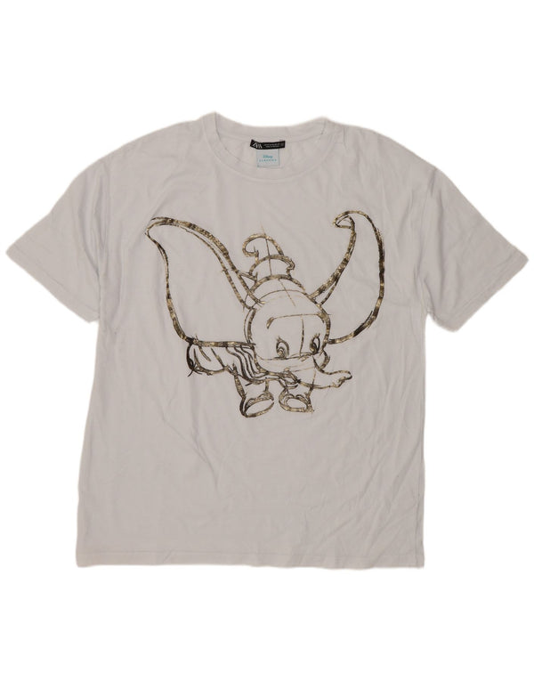 Женская футболка с рисунком Zara Dumbo Top UK 14, средний белый с животным принтом