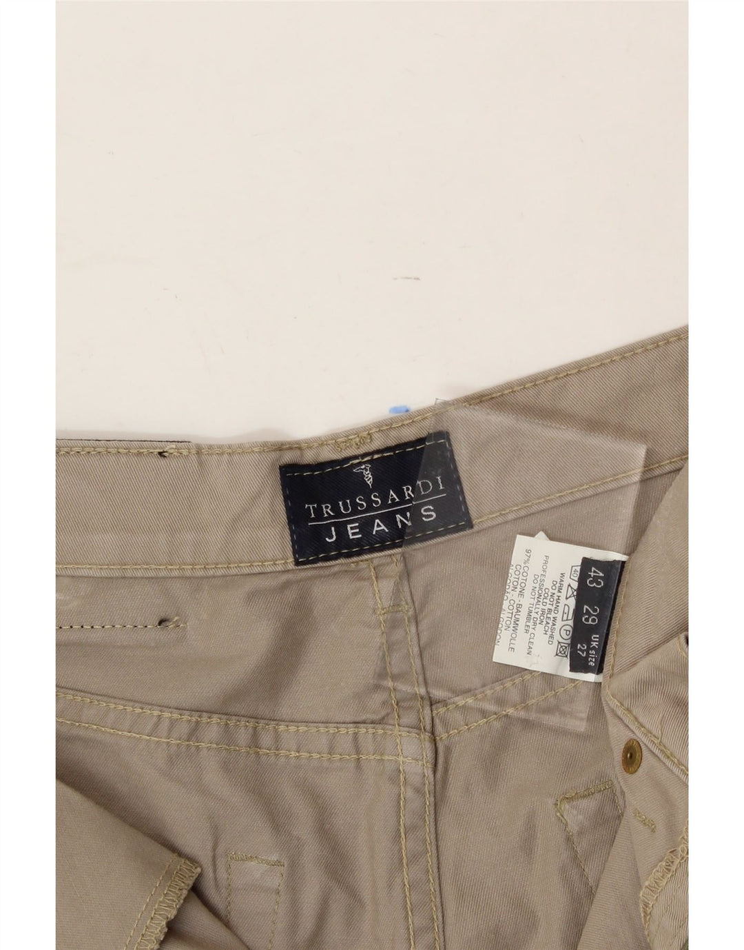 TRUSSARDI Womens Straight Jeans W27 L29 Beige Cotton Vintage Trussardi and Second-Hand Trussardi from Messina Hembry 