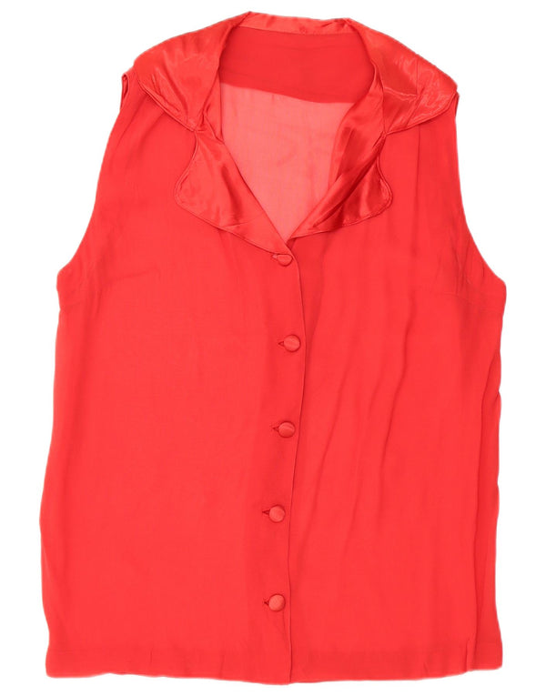 Женская блузка-рубашка без рукавов VINTAGE UK 16, большая красная