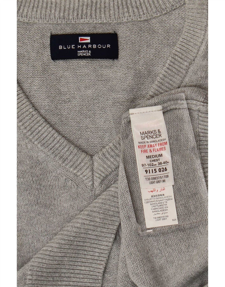 Мужская майка Mark & Spencer Blue Harbour Vest, хлопковая, среднего серого цвета