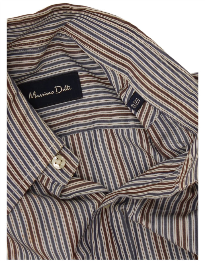 Мужская рубашка Massimo Dutti, размер 40, средний синий в полоску