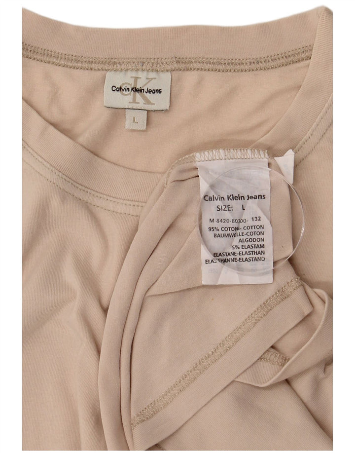 CALVIN KLEIN JEANS Мужская футболка из хлопка большого размера бежевого цвета