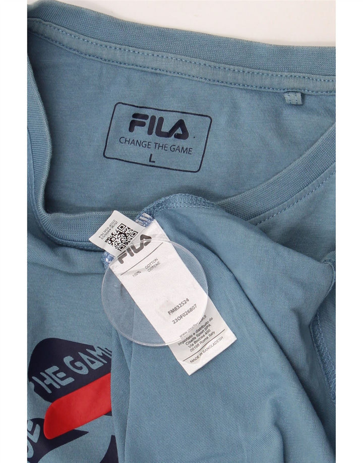 Мужская футболка с рисунком FILA, большой синий хлопок