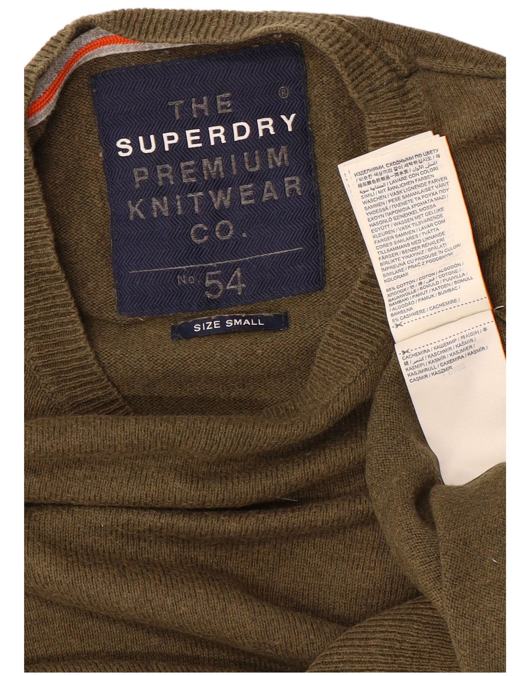 Мужской джемпер с круглым вырезом Superdry, маленький хлопковый свитер цвета хаки