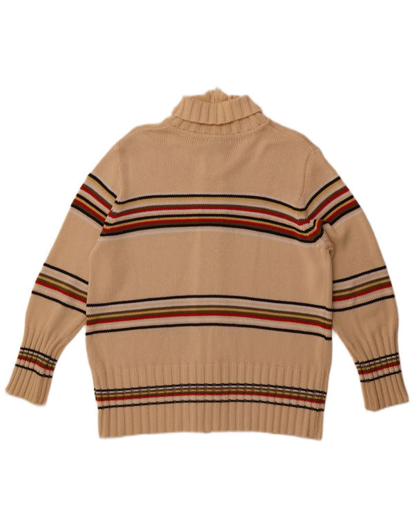 Винтажный женский кардиган-свитер UK 18 XL, хлопок в бежевую полоску