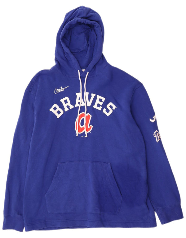 Мужской джемпер с капюшоном с графическим рисунком Nike Atlanta Braves, средний синий, хлопковый