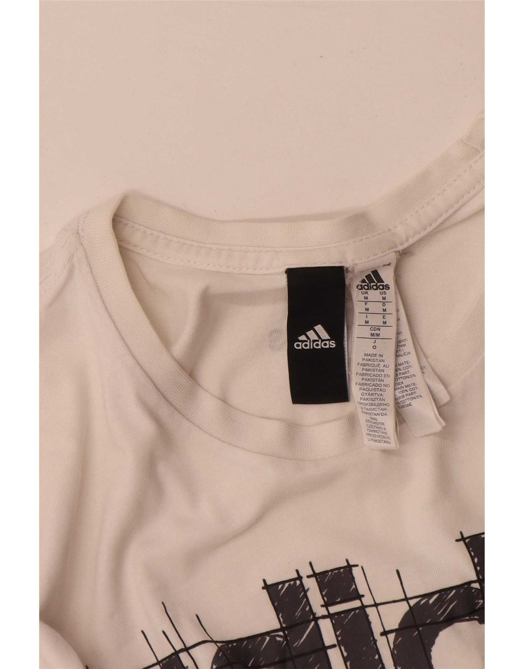 Adidas Мужская футболка с рисунком Топ среднего размера, белый хлопок
