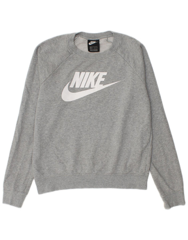Женский свободный свитер с рисунком Nike UK 6 XS, серый хлопковый джемпер в крапинку