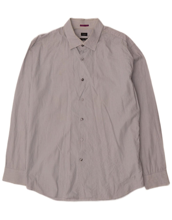 Мужская рубашка приталенного кроя Paul Smith, размер 45, 18, 2XL, серая, хлопковая в тонкую полоску