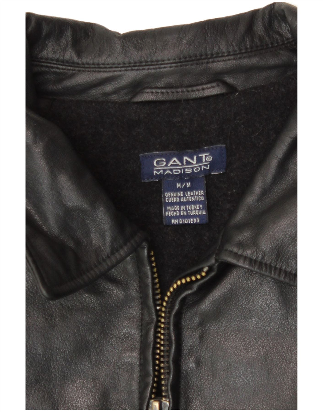 Мужская кожаная куртка Gant UK 38, черная кожа среднего размера