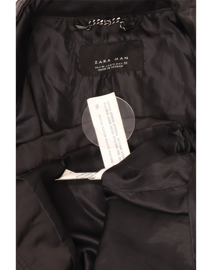 Мужская универсальная куртка с капюшоном Zara UK 38, средний черный полиэстер