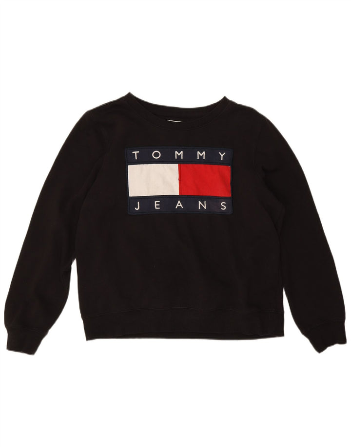 Мужской свитшот с рисунком Tommy Hilfiger, маленький черный хлопковый джемпер