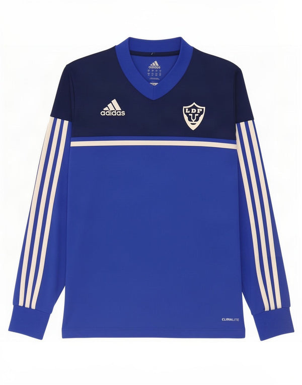 Мужской топ Adidas Climalite с длинным рукавом XS синий с цветными блоками из полиэстера