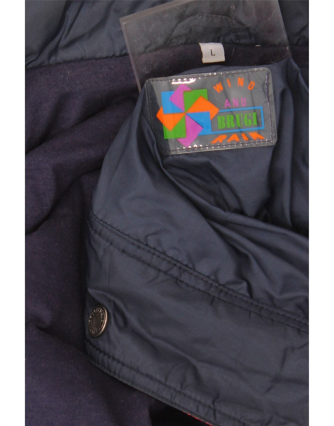Мужская ветровка BRUGI UK 40, большая темно-синяя с цветными блоками
