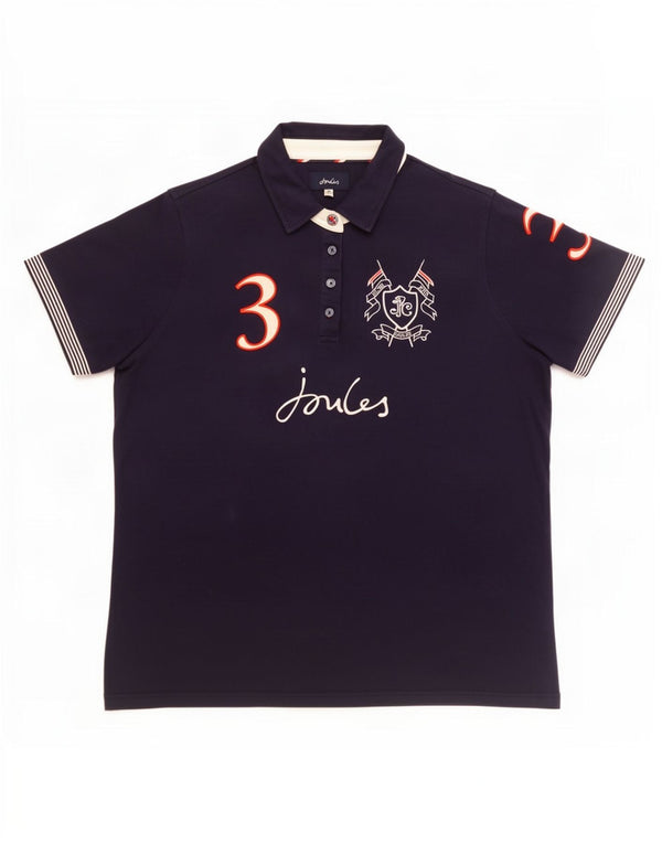 Joules Womens Graphic Polo Shirt UK 18 XL Navy Blue Cotton