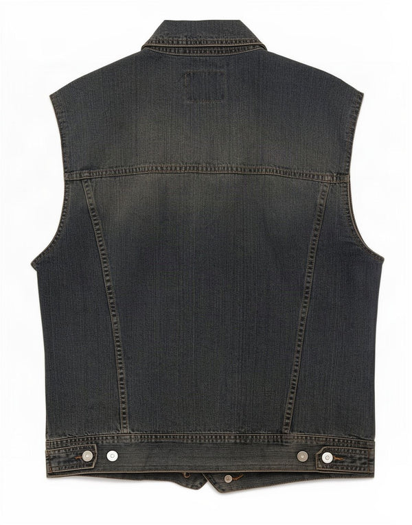 Sisley Mens Denim Gilet UK 40 Large Blue Cotton