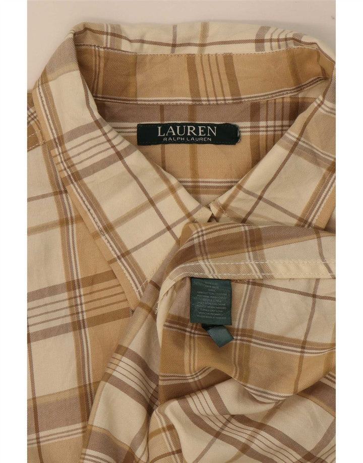 Мужская фланелевая рубашка Ralph Lauren в бежевую клетку, хлопок, средний цвет