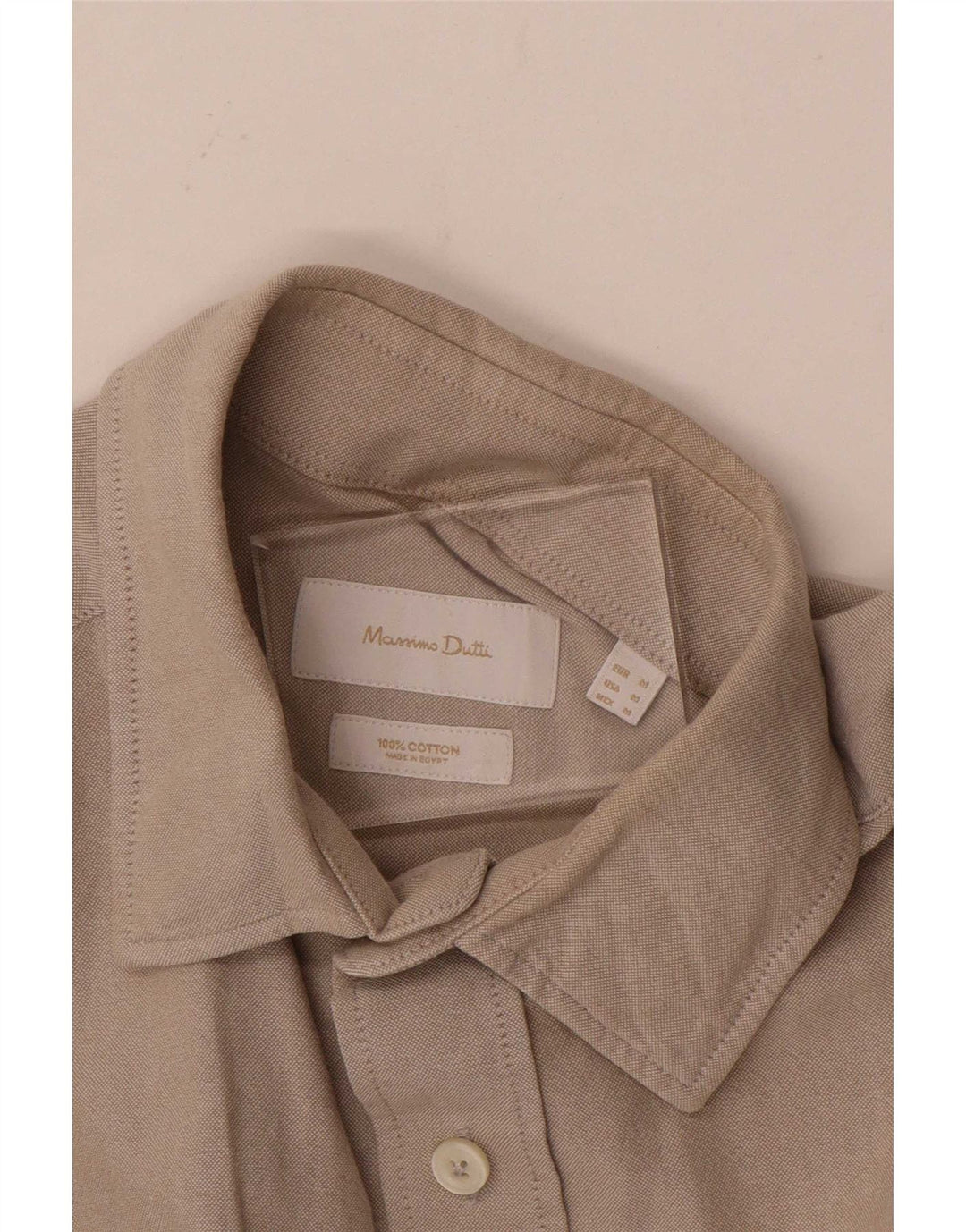 Мужская рубашка Massimo Dutti среднего бежевого цвета из хлопка