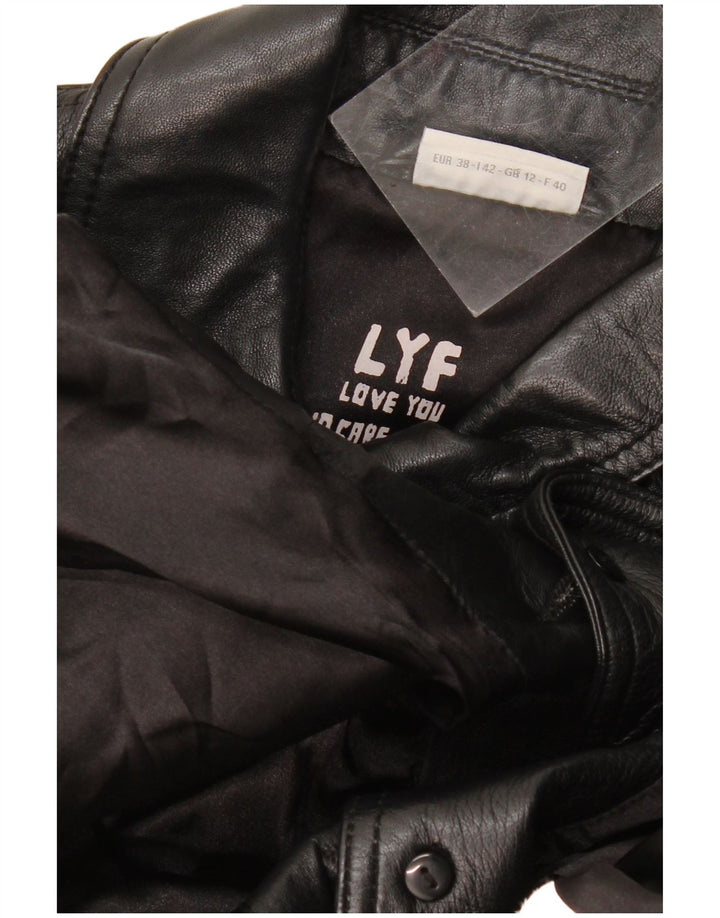 Женское кожаное пальто Street One UK 12, среднее черное кожаное