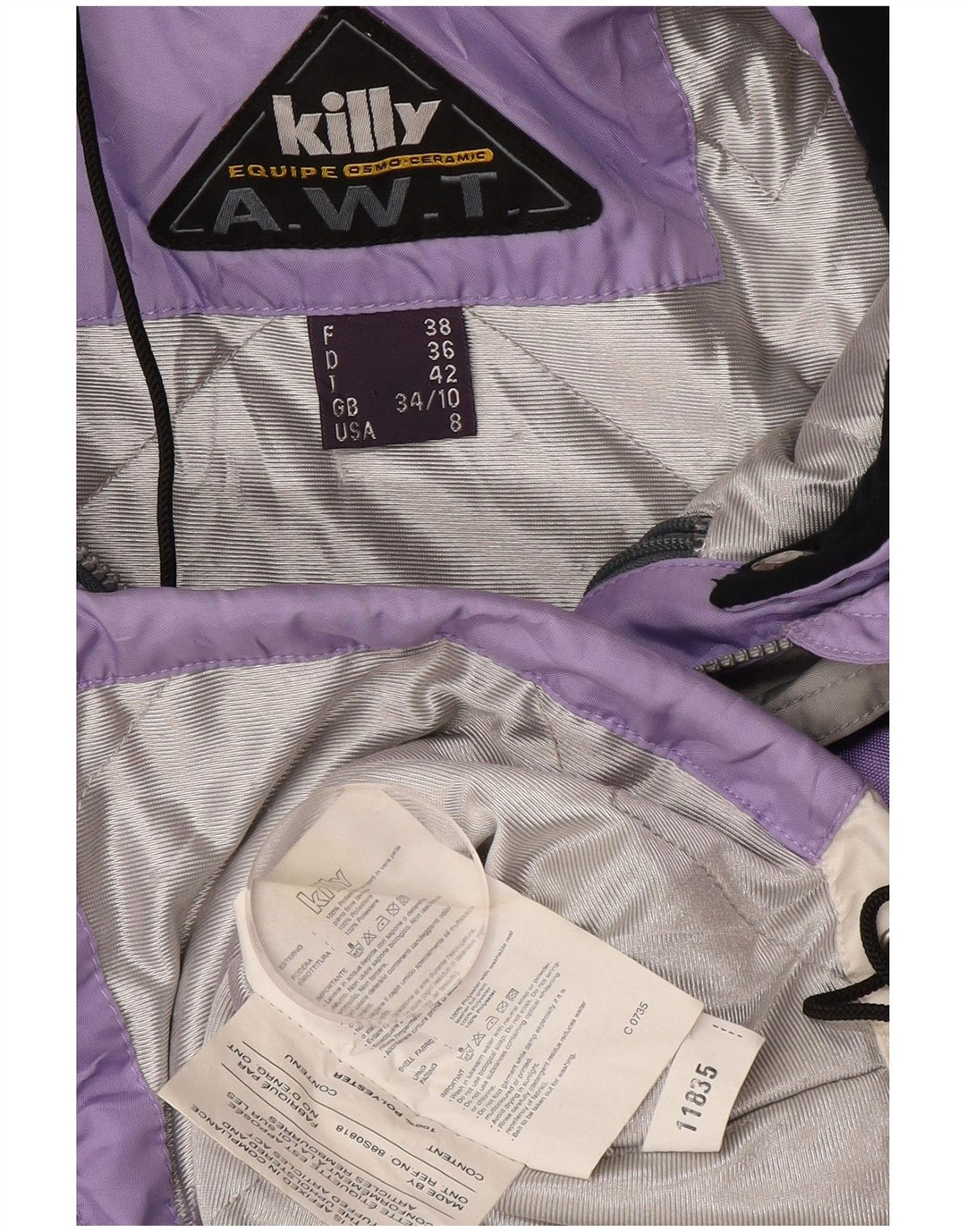 Женская лыжная куртка Killy с капюшоном UK 10, маленькая фиолетовая, полиэстер с цветными блоками