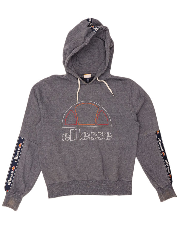 ELLESSE Женский джемпер с капюшоном с графическим рисунком UK 14, большой темно-синий с цветными блоками