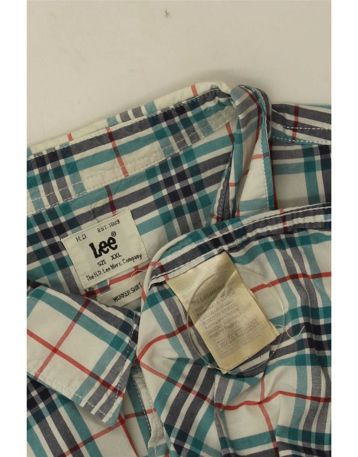 Lee Мужская рубашка с коротким рукавом 2XL, синяя клетка, хлопок