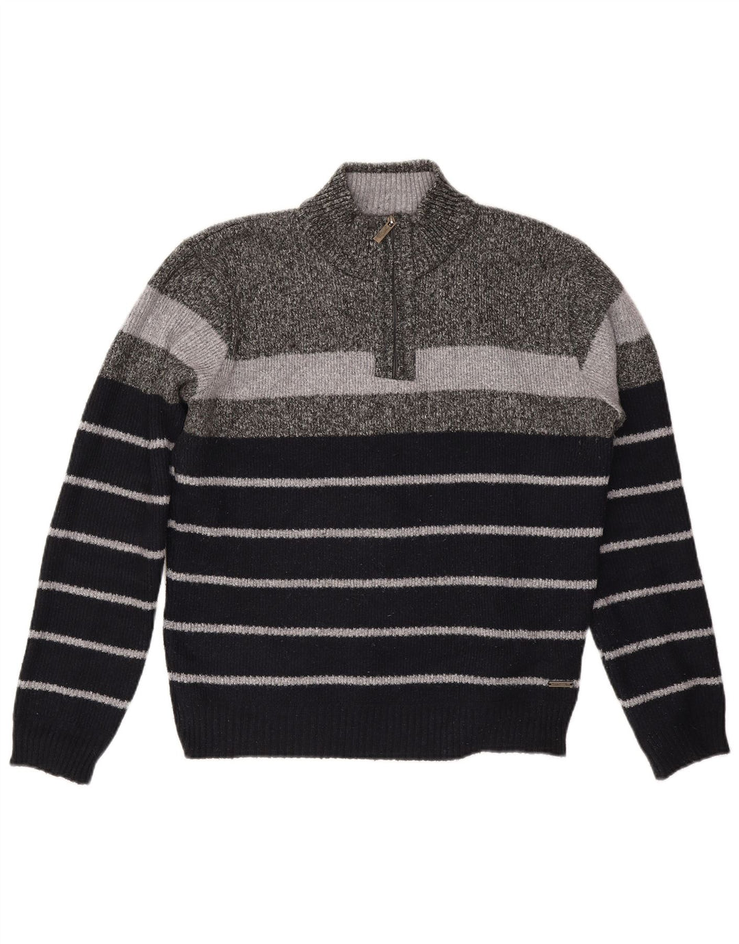 Мужской джемпер с воротником на молнии Pierre Cardin XL, полиэстер в серую полоску