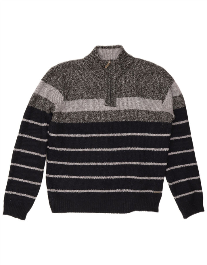 Мужской джемпер с воротником на молнии Pierre Cardin XL, полиэстер в серую полоску