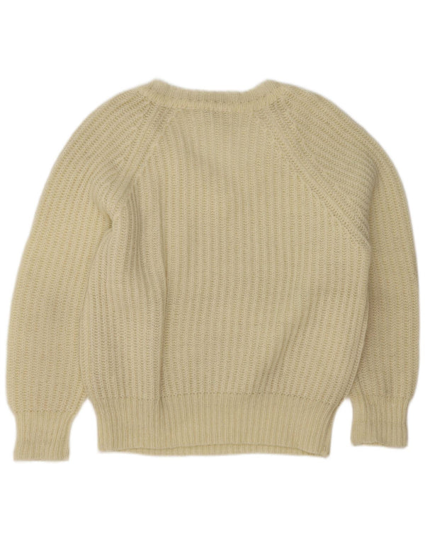 Винтажный женский джемпер с v-образным вырезом EU 38, средний белый акрил