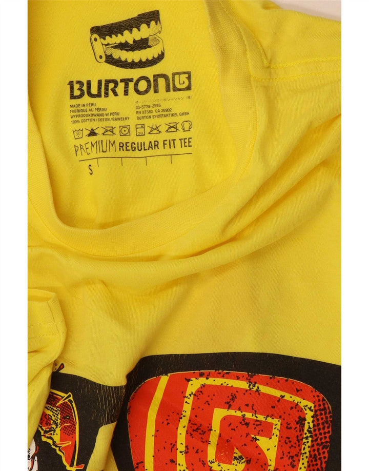 Мужская футболка с рисунком Burton, маленькая, желтая, хлопковая