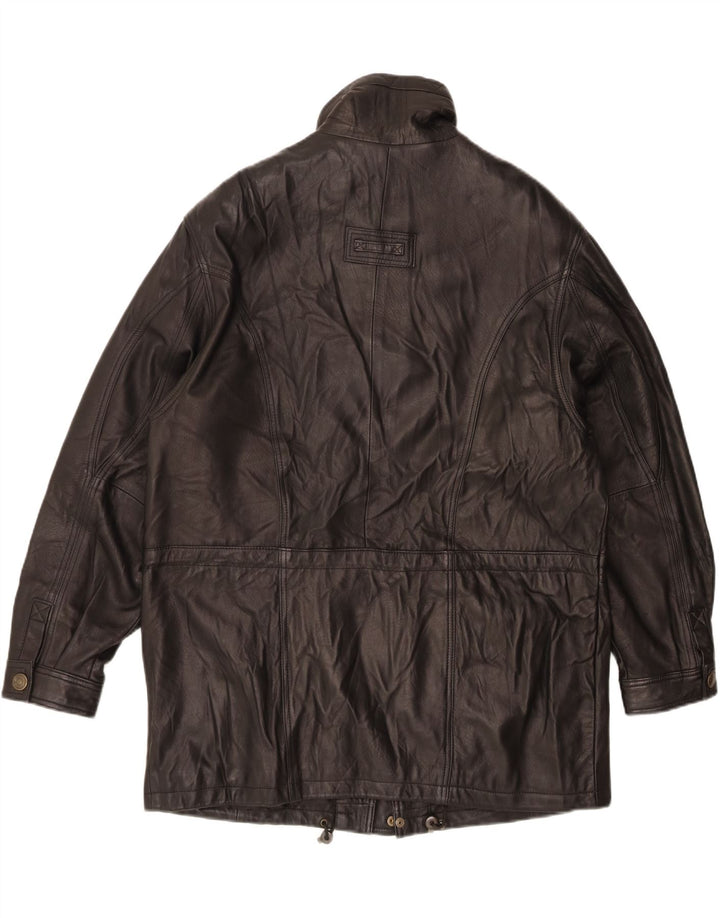 Винтажная мужская кожаная куртка IT 52 XL Черная кожа