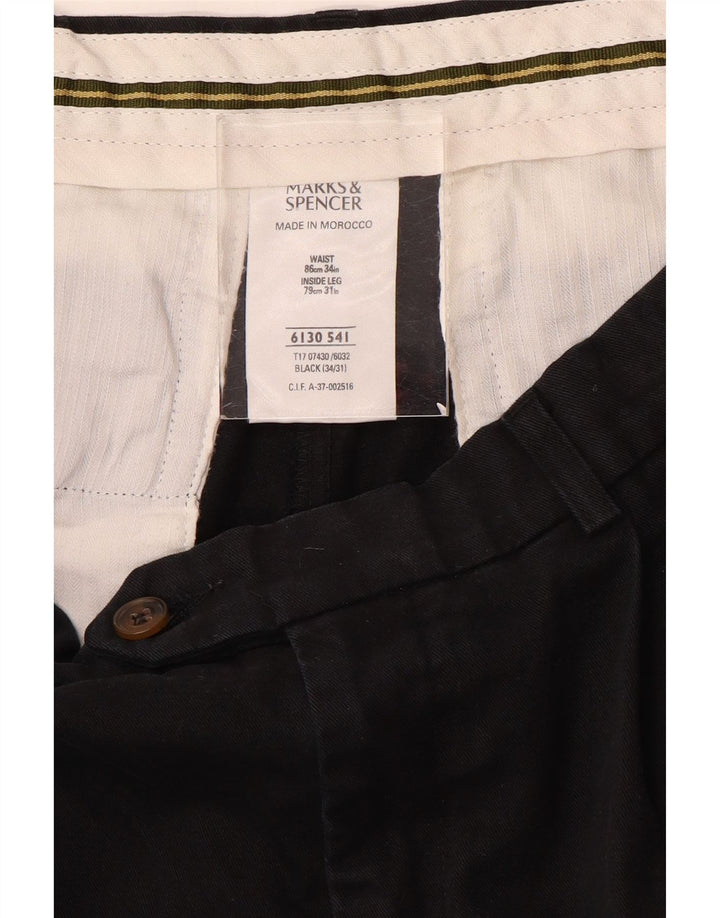 Мужские костюмные брюки Marks & Spencer W34 L31, черные, хлопковые