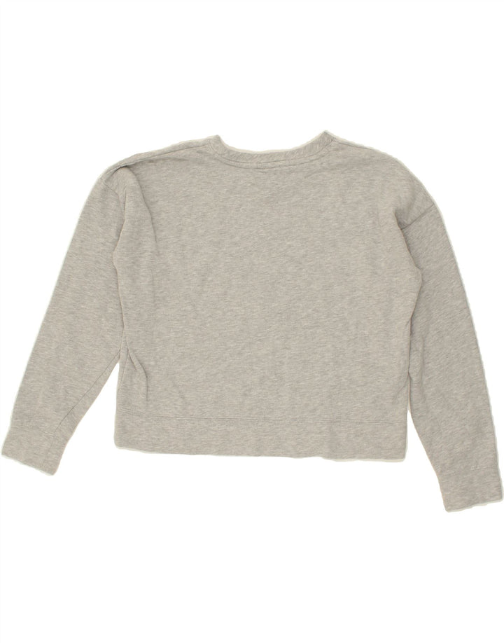 CALVIN KLEIN Womens Crop Graphic Sweatshirt Jumper UK 14 Medium Grey Vintage Calvin Klein and Second-Hand Calvin Klein from Messina Hembry 