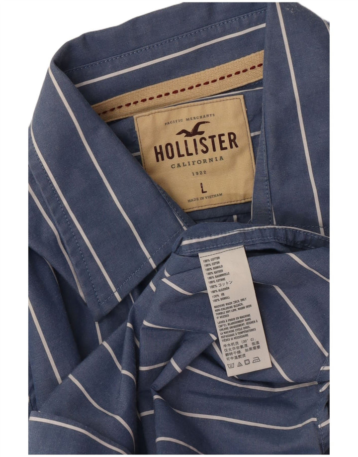 Мужская рубашка Hollister из хлопка в большую синюю полоску