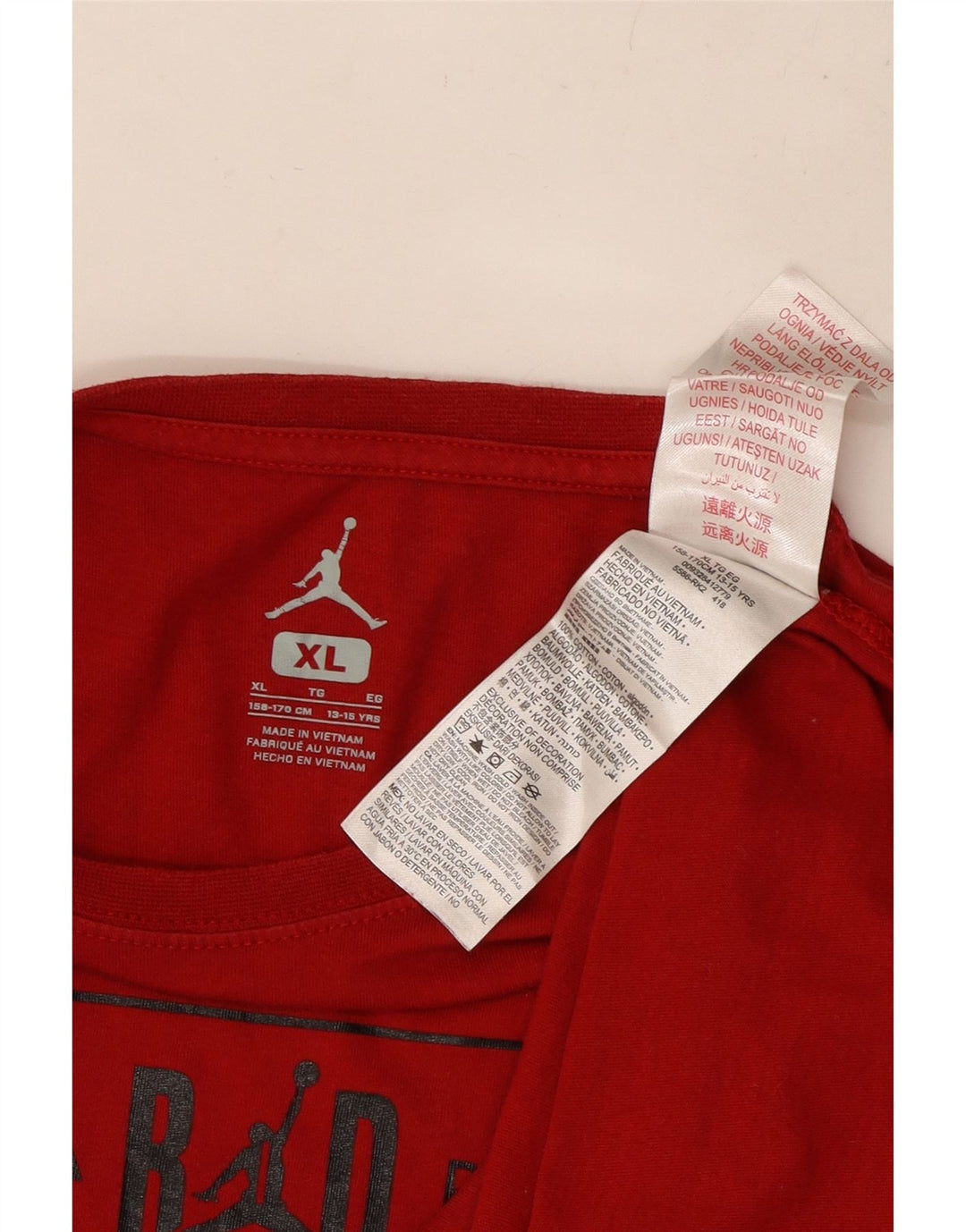 Футболка с рисунком JORDAN для мальчиков, топ 13–14 лет, XL, красный хлопок