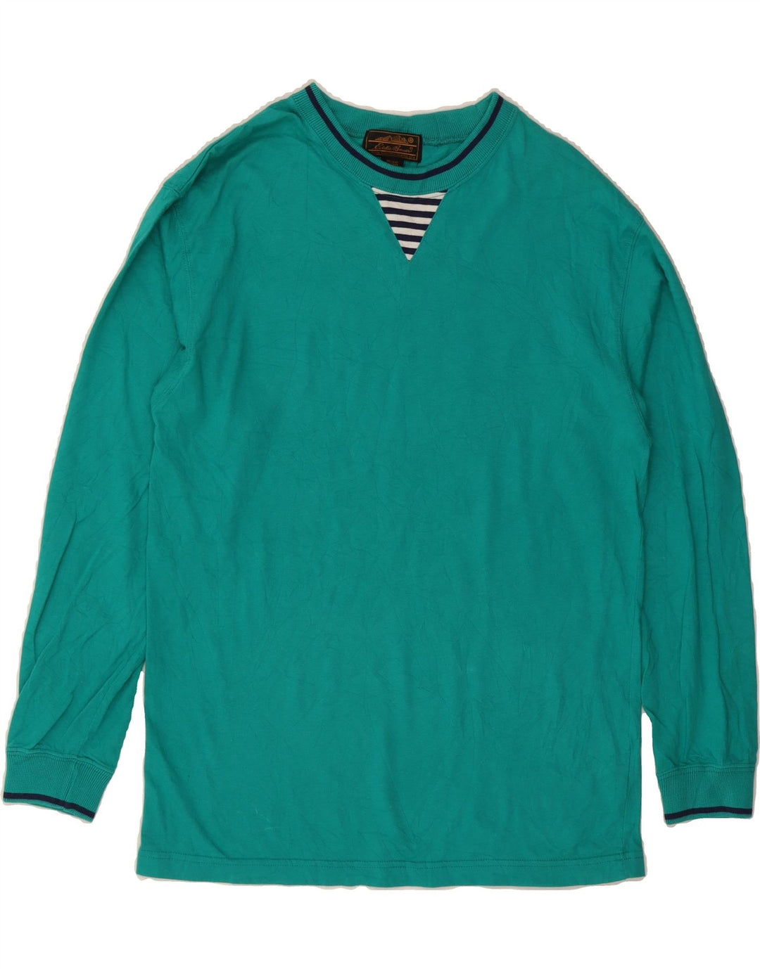 EDDIE BAUER Womens Crew Neck Jumper Sweater UK 14 Medium Turquoise Cotton Vintage Eddie Bauer and Second-Hand Eddie Bauer from Messina Hembry 