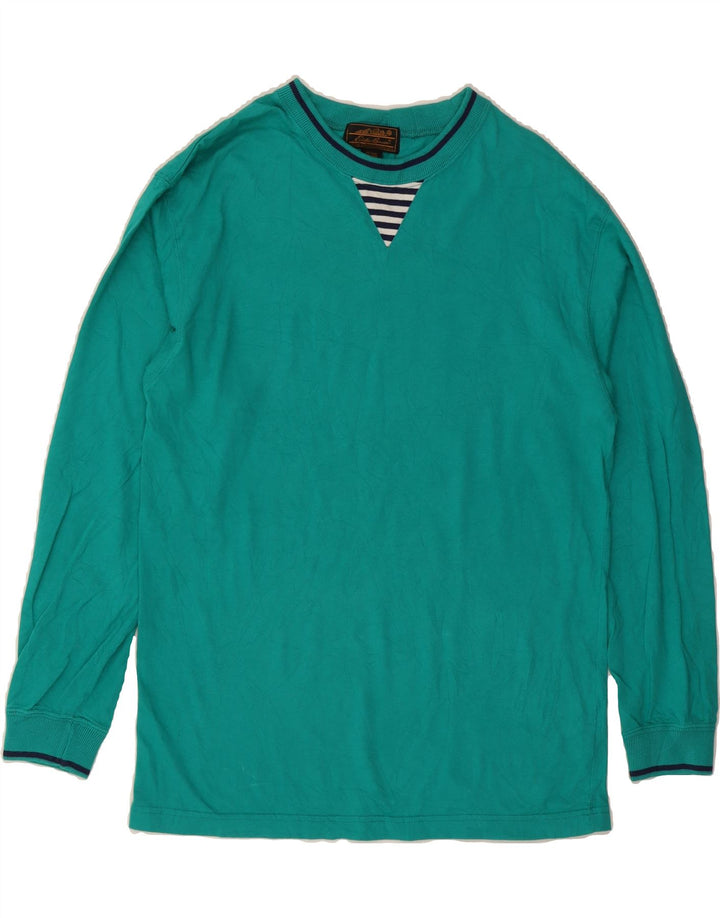 EDDIE BAUER Womens Crew Neck Jumper Sweater UK 14 Medium Turquoise Cotton Vintage Eddie Bauer and Second-Hand Eddie Bauer from Messina Hembry 