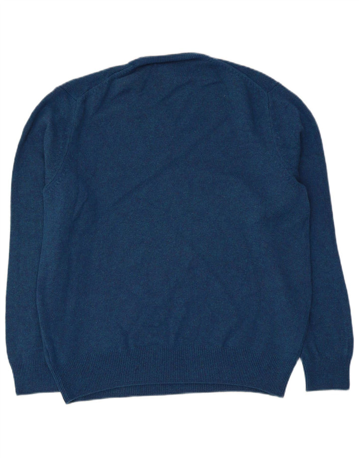 Женский джемпер с v-образным вырезом Marks & Spencer, Великобритания, 18 XL, синий, шерсть