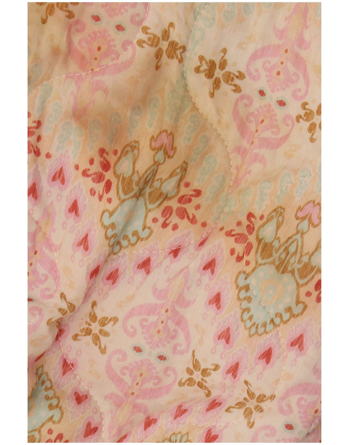 Винтажная женская утепленная куртка-бомбер оверсайз UK 14, средний розовый с узором пейсли