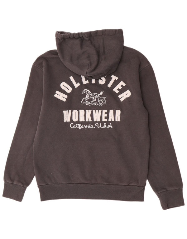 Мужской джемпер с капюшоном Hollister, размер UK 10, маленький, серый, хлопок