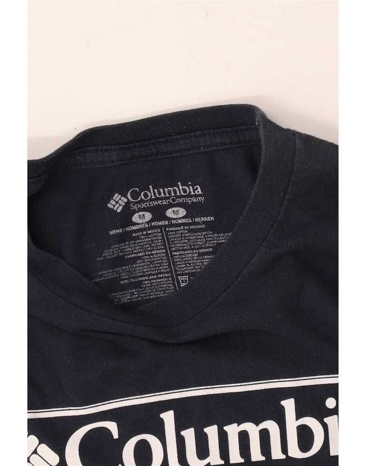 Мужская футболка Columbia с рисунком, темно-синий, хлопковый топ среднего размера