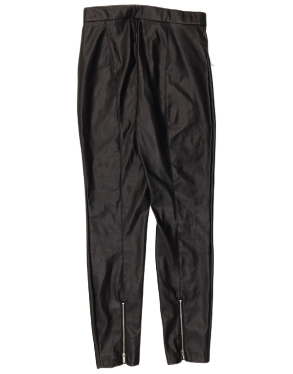 Женские узкие брюки из искусственной кожи Zara Medium W28 L28, черные из полиуретана