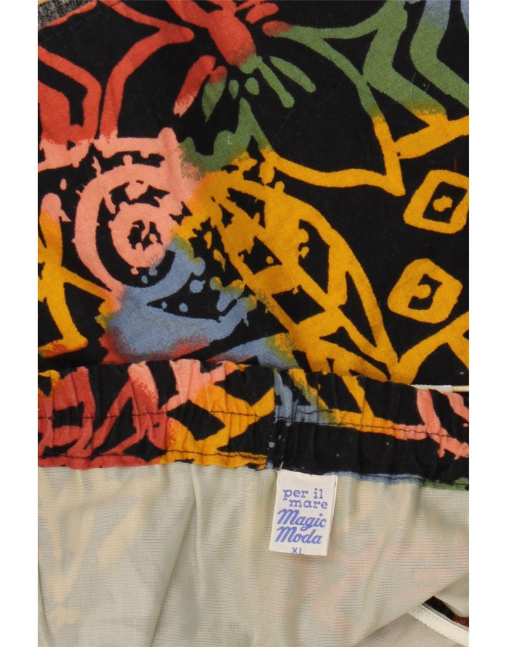 Мужские шорты для плавания VINTAGE XL, черный цветочный хлопок, хлопок