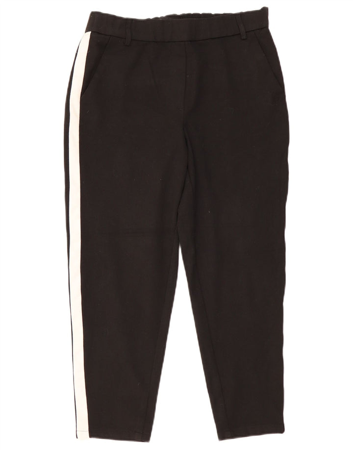 ZARA Womens Straight Capri Trousers Small W26 L22 Black Colourblock