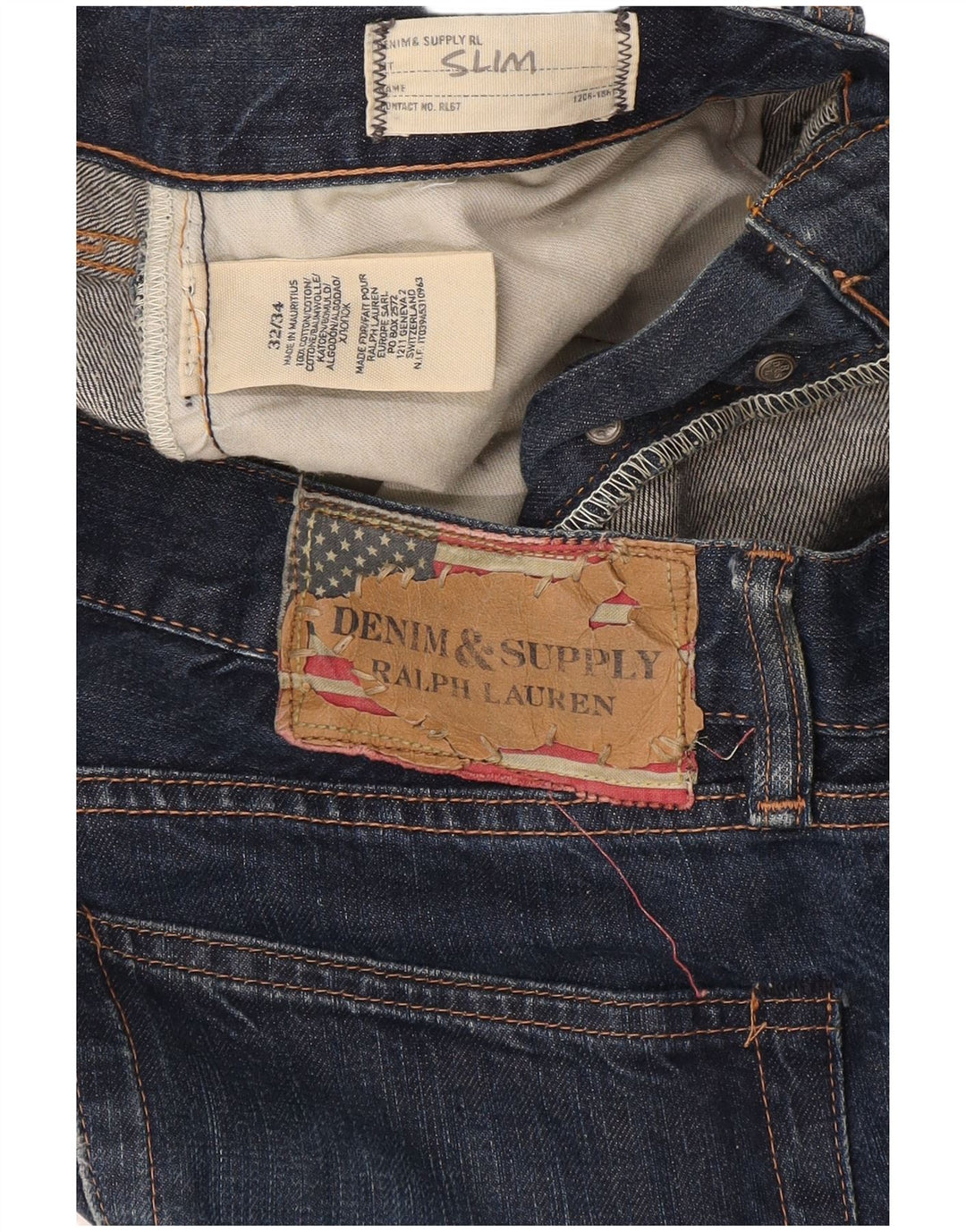 Мужские узкие джинсы Ralph Lauren W32 L34 синие, хлопок